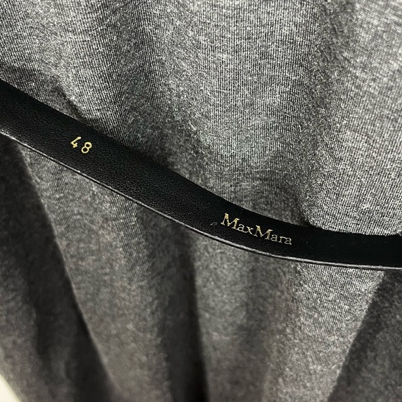 Max Mara Draped Jersey Gray V-Neck Belted Long Sleeve Sheath Dress 48/Large 14 - Picture 7 of 8